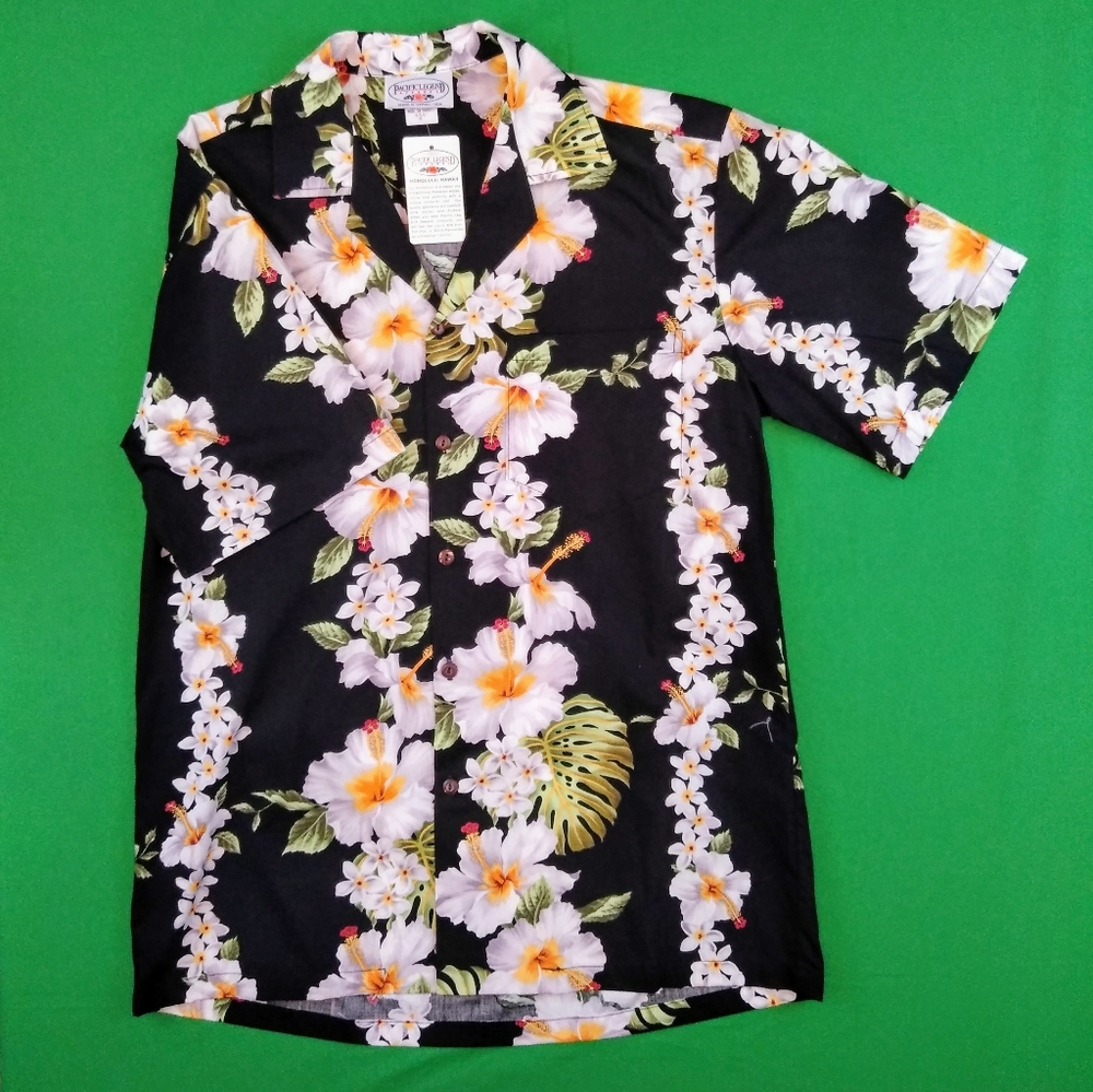 NWT Black Men's Aloha Hawaiian Short Sleeve Shirt